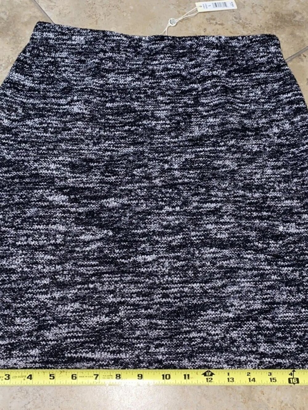 NWT$98 Max Studio Tweed Knit Mini Skirt Black White Elastic Waist New Sz L Large - Picture 8 of 13